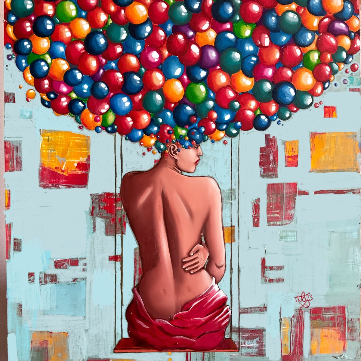 Figure with balloons